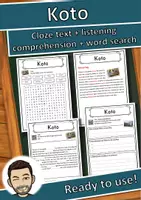 Vorschau - Arbeitsblätter - Koto Music worksheet: cloze text, listening comprehension and word search - English - Deckblatt