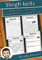 Vorschau - Arbeitsblätter - Sleigh bells Music worksheet: cloze text, listening comprehension and word search - English - Deckblatt