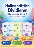 Vorschau - Arbeitsblätter - Halbschriftlich Dividieren | Mathematik Klasse 3 | 6 Arbeitsblätter als PDF - Deckblatt