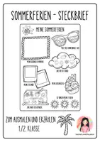 Vorschau - Arbeitsblätter - Meine Sommerferien - Steckbrief 1./2. Klasse - Deckblatt
