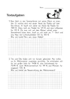 Vorschau - Arbeitsblätter - AB Textaufgaben Klasse 3 schriftliche Addition mit Lösungen (1) - Deckblatt