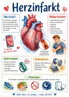 Vorschau - Arbeitsblätter - Lernplakat + Arbeitsblätter zum Thema "Herzinfarkt" + Lösung & Fragen & MP3 + Mindmap + Infografiken - Deckblatt