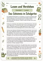 Vorschau - Arbeitsblätter - Lesen und Verstehen - Das Geheimnis im Schulgarten - Seite 1