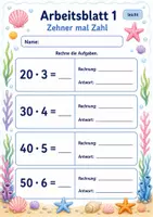 Vorschau - Arbeitsblätter - Multiplizieren mit Zehnerzahlen | Mathematik Klasse 3 | 6 Arbeitsblätter als PDF - Seite 1
