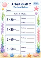 Vorschau - Arbeitsblätter - Multiplizieren mit Zehnerzahlen | Mathematik Klasse 3 | 6 Arbeitsblätter als PDF - Seite 2