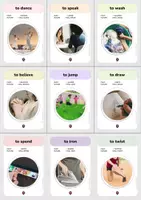 Voorbeeld - English Verbs (vocabulary cards) – Engelse werkwoorden: infinitief, verleden tijd en toekomst - Pagina 1