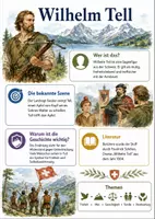Vorschau - Arbeitsblätter - Lernposter + Arbeitsblätter zum Thema "Wilhelm Tell" + Lösung & MP3 + Mindmap + Infografiken - Deckblatt
