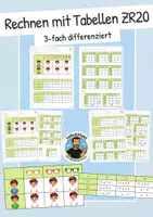 Vorschau - Arbeitsblätter - Einführung Zahlenraum 20 - Rechnen mit Tabellen (differenzierte Arbeitsblätter) - Deckblatt