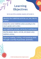 Aperçu - Apprentissages en autonomie - Les articles indéfinis – Workbook complet | Exercices, Jeux & Corrigés - Page 1