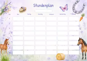 Vorschau - Poster - Stundenplan Ponyhof: zum Ausfüllen für die Grundschule, Pferde, Pony & Reiten - Deckblatt