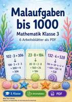 Vorschau - Arbeitsblätter - Malaufgaben bis 1000 | Mathematik Klasse 3 | 6 Arbeitsblätter als PDF - Deckblatt