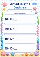 Vorschau - Arbeitsblätter - Dividieren durch Zehnerzahlen | Mathematik Klasse 3 | 6 Arbeitsblätter als PDF - Seite 1