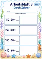Vorschau - Arbeitsblätter - Dividieren durch Zehnerzahlen | Mathematik Klasse 3 | 6 Arbeitsblätter als PDF - Seite 3