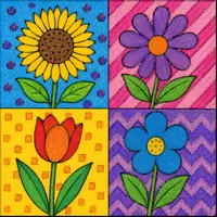 Vorschau - Arbeitsblätter - Blumen in Pop Art – Kreative Ausmalbilder im Warhol-Stil - Seite 1