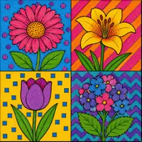 Vorschau - Arbeitsblätter - Blumen in Pop Art – Kreative Ausmalbilder im Warhol-Stil - Seite 2
