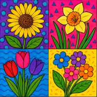 Vorschau - Arbeitsblätter - Blumen in Pop Art – Kreative Ausmalbilder im Warhol-Stil - Seite 3