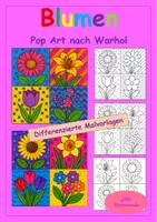 Vorschau - Arbeitsblätter - Blumen in Pop Art – Kreative Ausmalbilder im Warhol-Stil - Deckblatt