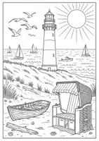 Vorschau - Arbeitsblätter - Ausmalbild Nordseemotiv (Grundschule, Erprobungsstufe Sek I) - Seite 1