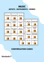 Vorschau - Aufgabenkarten - MUSIC Conversation Cards (artists, genres, instruments, ...) - Deckblatt