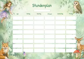 Vorschau - Poster - Stundenplan Zauberwald: zum Ausfüllen für die Grundschule, Fee, Reh, Eule & Waldtiere - Deckblatt