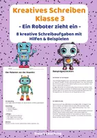 Vorschau - Stundenentwürfe - Kreatives Schreiben Klasse 3 – Ein Roboter zieht ein | Schreibaufgaben mit Hilfen & Beispielen - Deckblatt