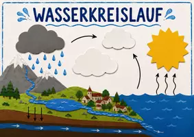 Vorschau - Stationenlernen - Lückentext Wasserkreislauf inkl. Visualisierung - Deckblatt
