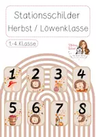 Vorschau - Stationenlernen - Stationschilder Herbst Löwenklasse - Deckblatt