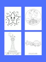 Vorschau - Mal- und Bastelvorlagen - Weltraum-Malbuch für Kinder: Planeten, Raketen & Galaxien - Deckblatt