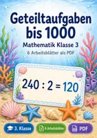 Vorschau - Arbeitsblätter - Geteiltaufgaben bis 1000 | Mathematik Klasse 3 | 6 Arbeitsblätter als PDF - Deckblatt