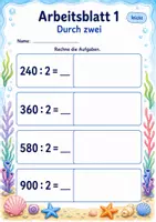 Vorschau - Arbeitsblätter - Geteiltaufgaben bis 1000 | Mathematik Klasse 3 | 6 Arbeitsblätter als PDF - Seite 1