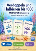 Vorschau - Arbeitsblätter - Verdoppeln und Halbieren bis 1000 | Mathematik Klasse 3 | 6 Arbeitsblätter als PDF - Deckblatt