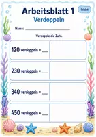 Vorschau - Arbeitsblätter - Verdoppeln und Halbieren bis 1000 | Mathematik Klasse 3 | 6 Arbeitsblätter als PDF - Seite 1