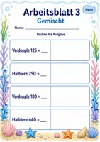 Vorschau - Arbeitsblätter - Verdoppeln und Halbieren bis 1000 | Mathematik Klasse 3 | 6 Arbeitsblätter als PDF - Seite 3