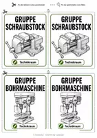 Vorschau - Bildkarten - Gruppentisch-Aufsteller Technikraum: Tischschilder für Werkraumgruppen - Deckblatt
