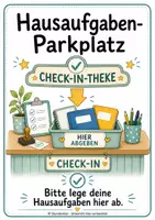 Vorschau - Poster - Hausaufgabenparkplatz Schilder-Set: 5 Varianten für den Klassenraum - Seite 1