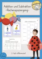 Vorschau - Spiele - Rechenspaziergang Fasching Karneval Zahlenraum 100 differenziert - Deckblatt