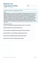 Vorschau - Arbeitsblätter - Arbeitsblatt Physik Klasse 7 - Magnete und magnetische Kräfte - Deckblatt