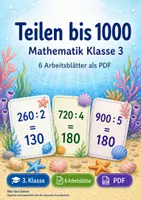 Vorschau - Arbeitsblätter - Teilen bis 1000 | Mathematik Klasse 3 | 6 Arbeitsblätter als PDF - Deckblatt