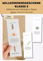 Vorschau - Mal- und Bastelvorlagen - Willkommensgeschenk Klasse 5 | Stift Bleistift Begrüßungsgeschenk 5. Klasse Schuljahresstart | Schulstart weiterführende Schule - Deckblatt