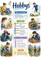 Vorschau - Arbeitsblätter - Lernposter + Arbeitsblätter zum Thema "Hobby" + Lösung & MP3 + Mindmap + Infografik - Deckblatt