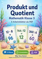 Vorschau - Arbeitsblätter - Produkt und Quotient | Mathematik Klasse 3 | 6 Arbeitsblätter als PDF - Deckblatt