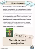 Vorschau - Stundenentwürfe - Lehrprobe / Unterrichtsbesuch - Wortstämme 4. Klasse - Deckblatt