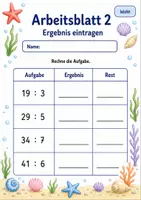 Vorschau - Arbeitsblätter - Division mit Rest | Mathematik Klasse 3 | 6 Arbeitsblätter als PDF - Seite 2