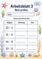 Vorschau - Arbeitsblätter - Division mit Rest | Mathematik Klasse 3 | 6 Arbeitsblätter als PDF - Seite 3