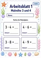 Vorschau - Arbeitsblätter - Malreihen gemischt | Mathematik Klasse 3 | 6 Arbeitsblätter als PDF - Seite 1