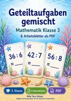 Vorschau - Arbeitsblätter - Geteiltaufgaben gemischt | Mathematik Klasse 3 | 6 Arbeitsblätter als PDF - Deckblatt