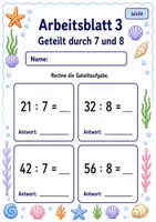 Vorschau - Arbeitsblätter - Geteiltaufgaben gemischt | Mathematik Klasse 3 | 6 Arbeitsblätter als PDF - Seite 3