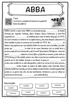 Vista previa - Hojas de trabajo - ABBA – Ficha: texto con huecos, comprensión auditiva y sopa de letras - página 1