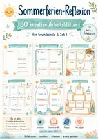 Vorschau - Arbeitsblätter - Sommerferien-Reflexion zum Schulstart – 30 kreative Arbeitsblätter für Grundschule & Sek I - Deckblatt