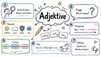 Vorschau - Arbeitsblätter - Arbeitsblätter zum Thema "Adjektive" + Lösung & MP3 + Mindmap + Infografik - Seite 1